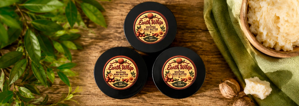 Earth Whip – 1oz Fill Sample Whipped Body Butter (2oz Amber Plastic Jar)