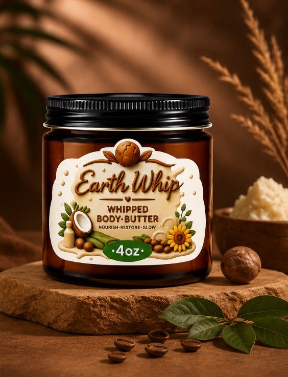 Earth Whip – 4oz Whipped Body Butter (Amber Glass Jar)